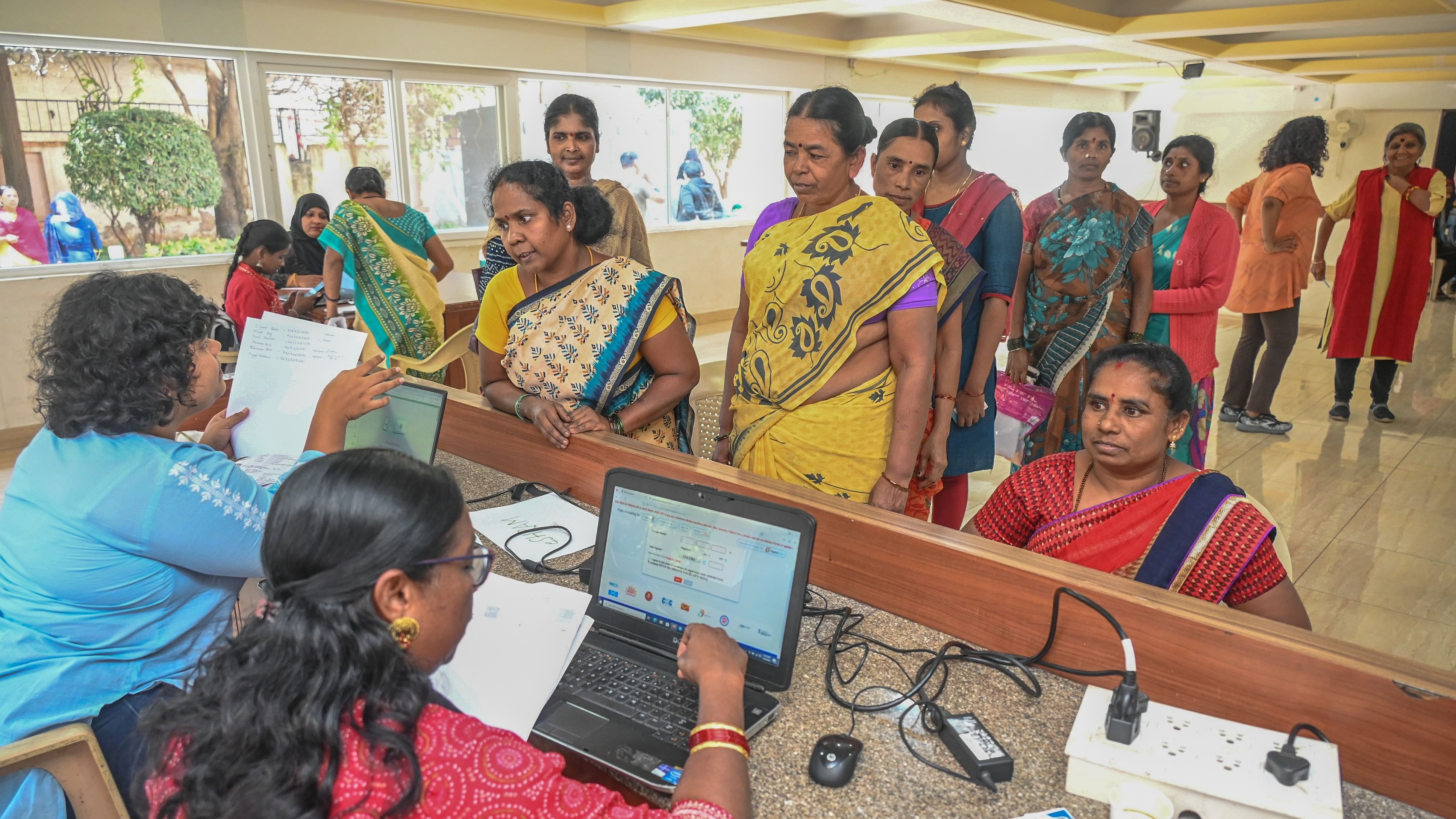 <div class="paragraphs"><p>Domestic workers at a welfare camp organised by an NGO in Bengaluru.</p></div>